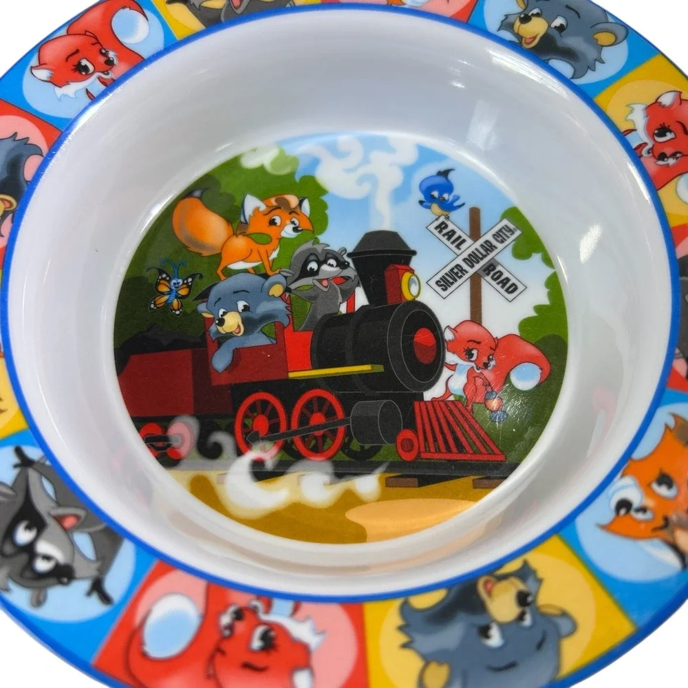 Silver Dollar City Vintage Childrens Bowl Animals Train Toddler Kids‎ Feeding